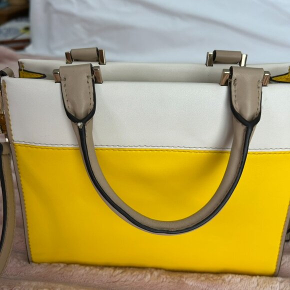 Michael Kors Tatiana Citrus Yellow Crossbody Messenger Hand Bag Satchel Vegan - Picture 6 of 15